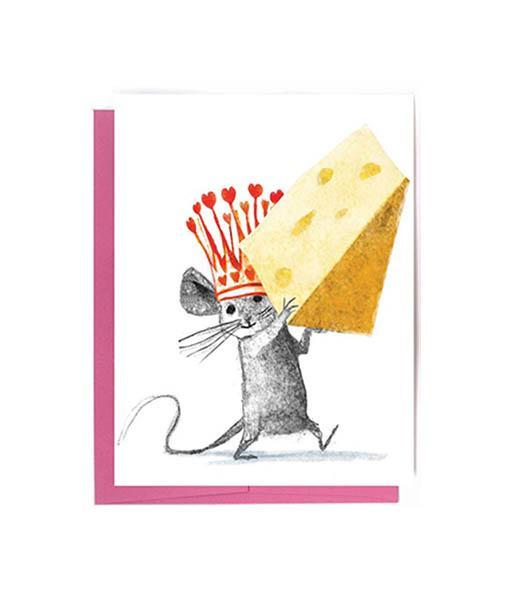 A set of 8 cheese-themed birthday cards featuring humorous puns, neatly packaged in a box with matching envelopes.