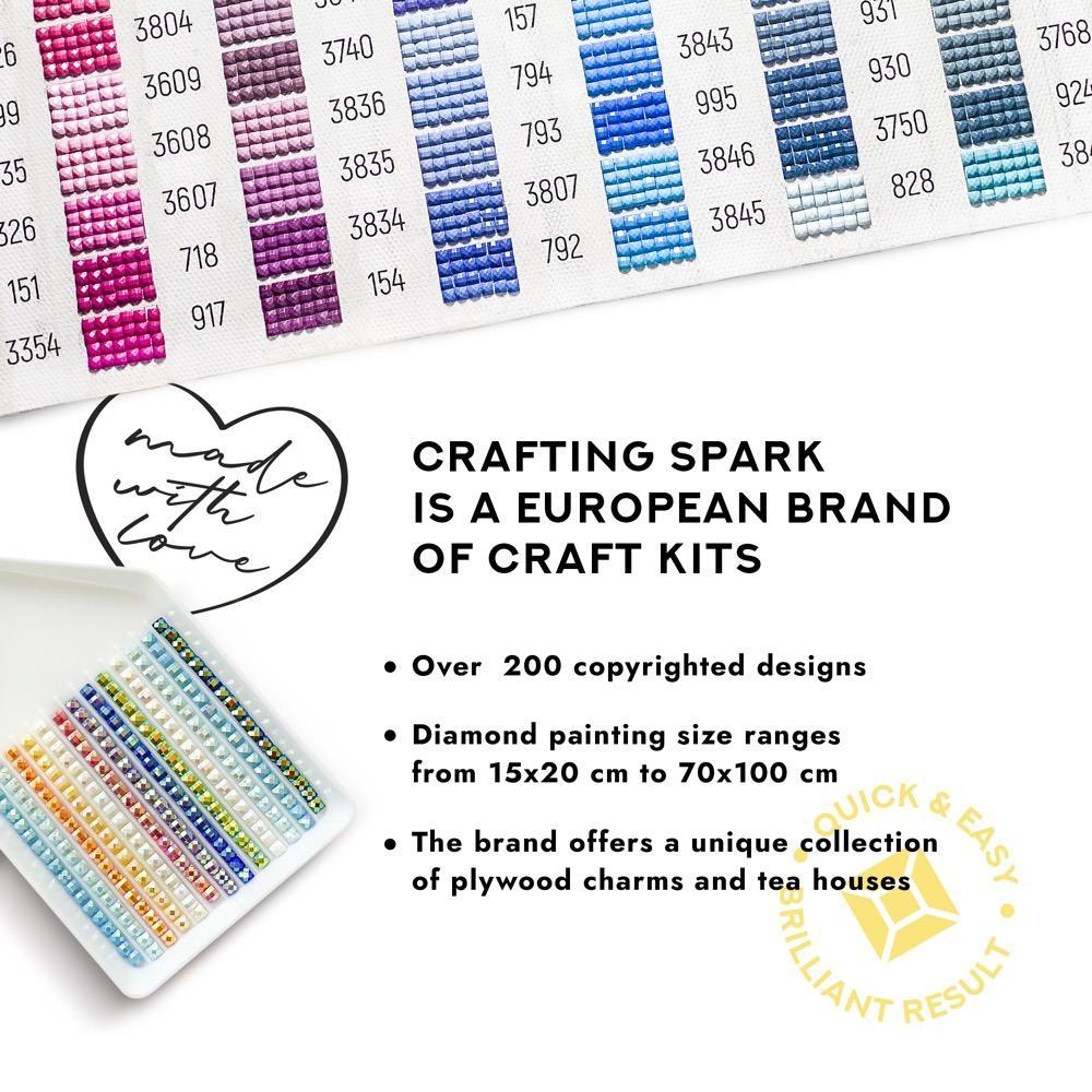 Cheetah CS069 Crafting Spark Diamond Painting Kit with colorful acrylic diamonds and self-adhesive canvas.