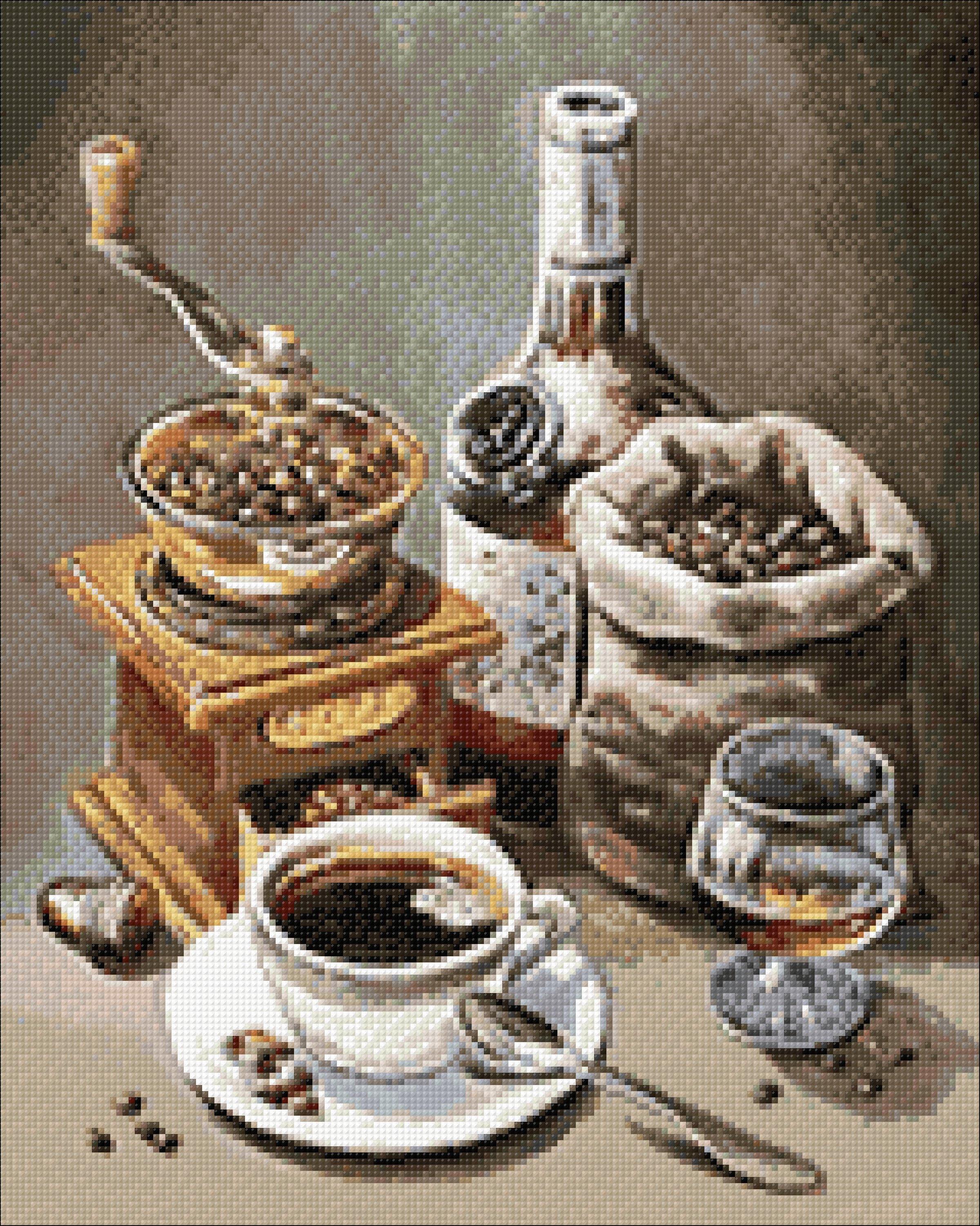 Coffee Time CS2553 diamond painting kit with square acrylic diamonds, tools, and self-adhesive canvas in designer packaging.