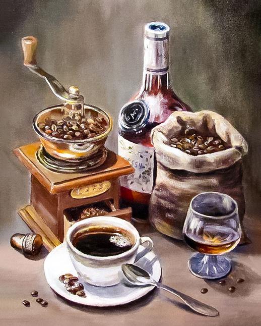 Coffee Time CS2553 diamond painting kit with square acrylic diamonds, tools, and self-adhesive canvas in designer packaging.