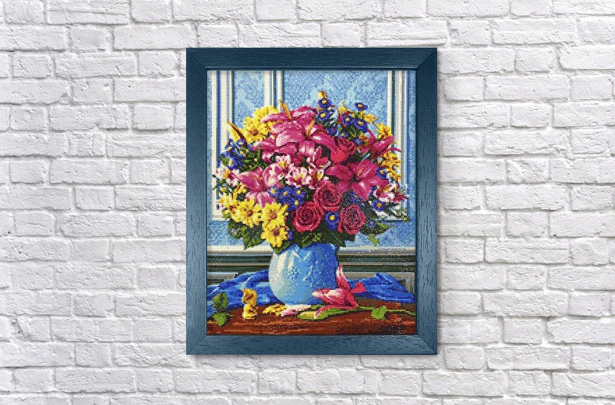 Colorful Bouquet WD2520 diamond painting kit with vibrant square rhinestones and detailed design canvas.