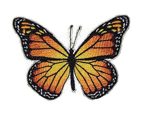 Colorful Monarch Butterfly embroidered patch, showcasing intricate details and vibrant colors, suitable for iron-on or sew-on application.