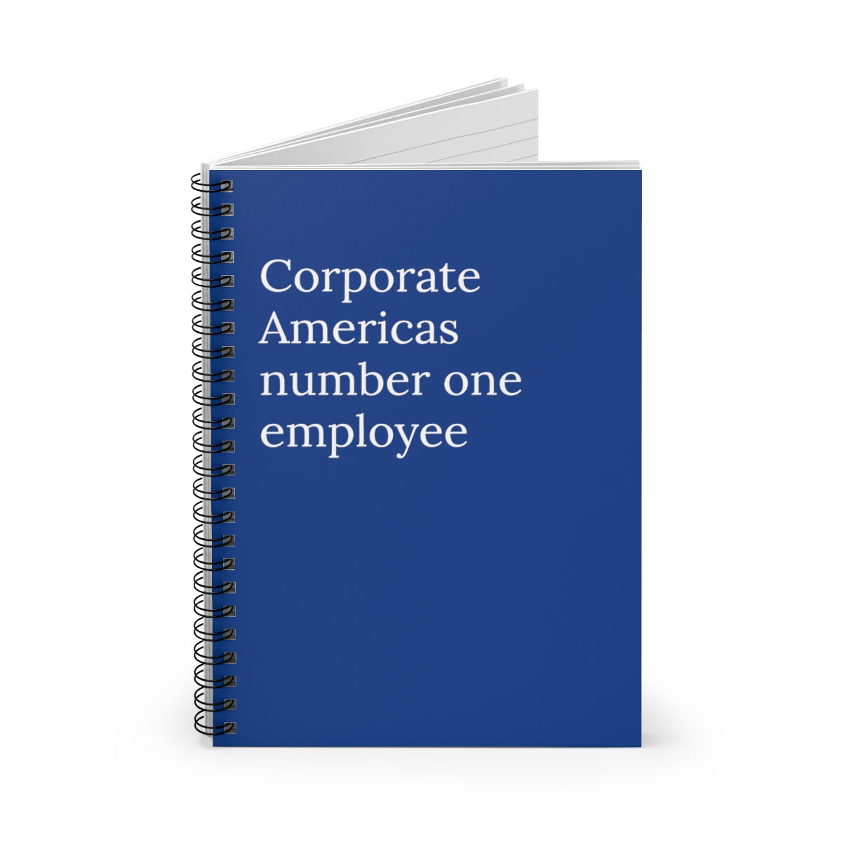 A humorous spiral notebook with ruled pages, featuring a funny design suitable for office use.