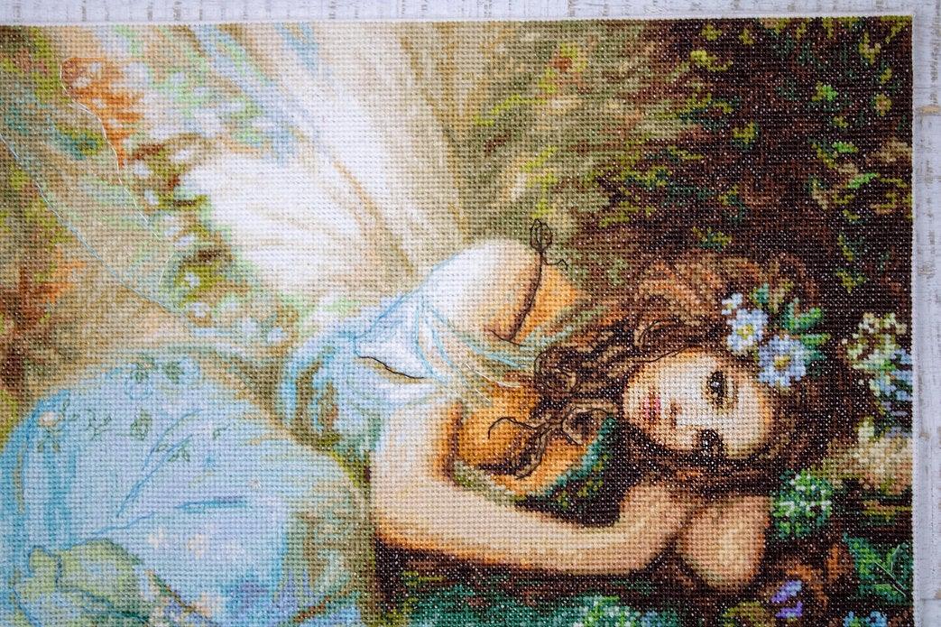 Counted Cross Stitch Kit Spring Fairy Leti960 featuring vibrant threads and canvas for crafting.