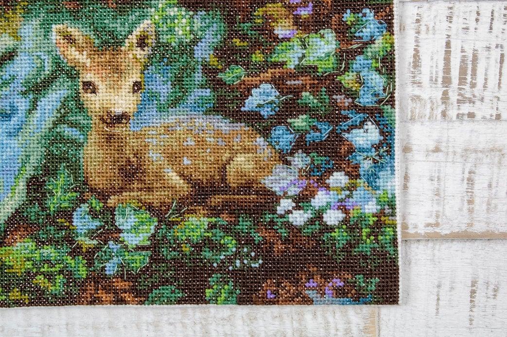 Counted Cross Stitch Kit Spring Fairy Leti960 featuring vibrant threads and canvas for crafting.