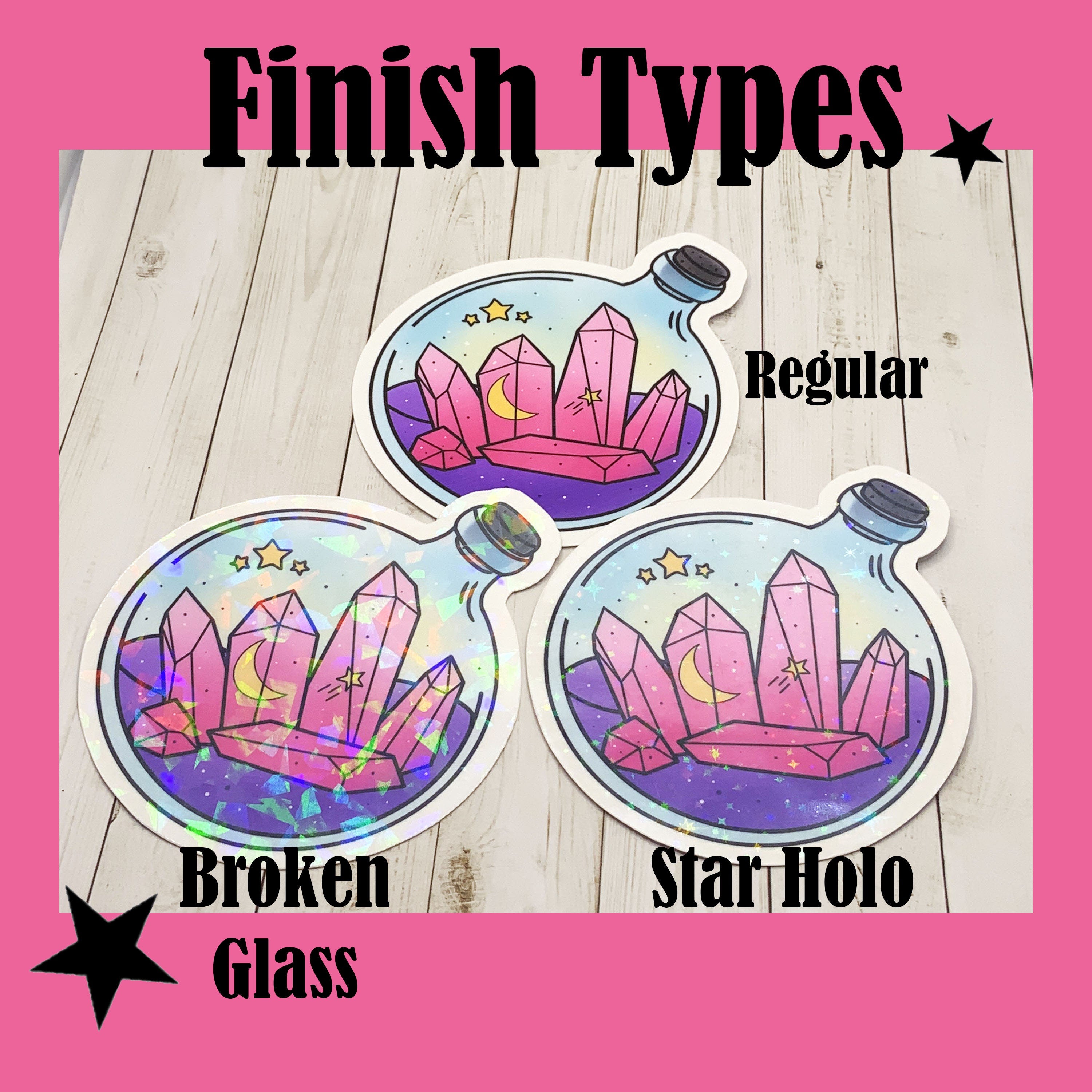 A vibrant Crazy Crystal Lady vinyl sticker featuring a whimsical design, perfect for personalizing various items.