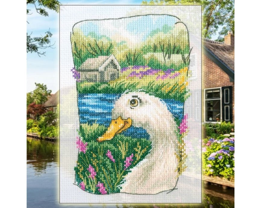 Cross-stitch Kit 'Grandmother's old garden' C341 featuring Aida 14 canvas, DMC threads, and detailed instructions.