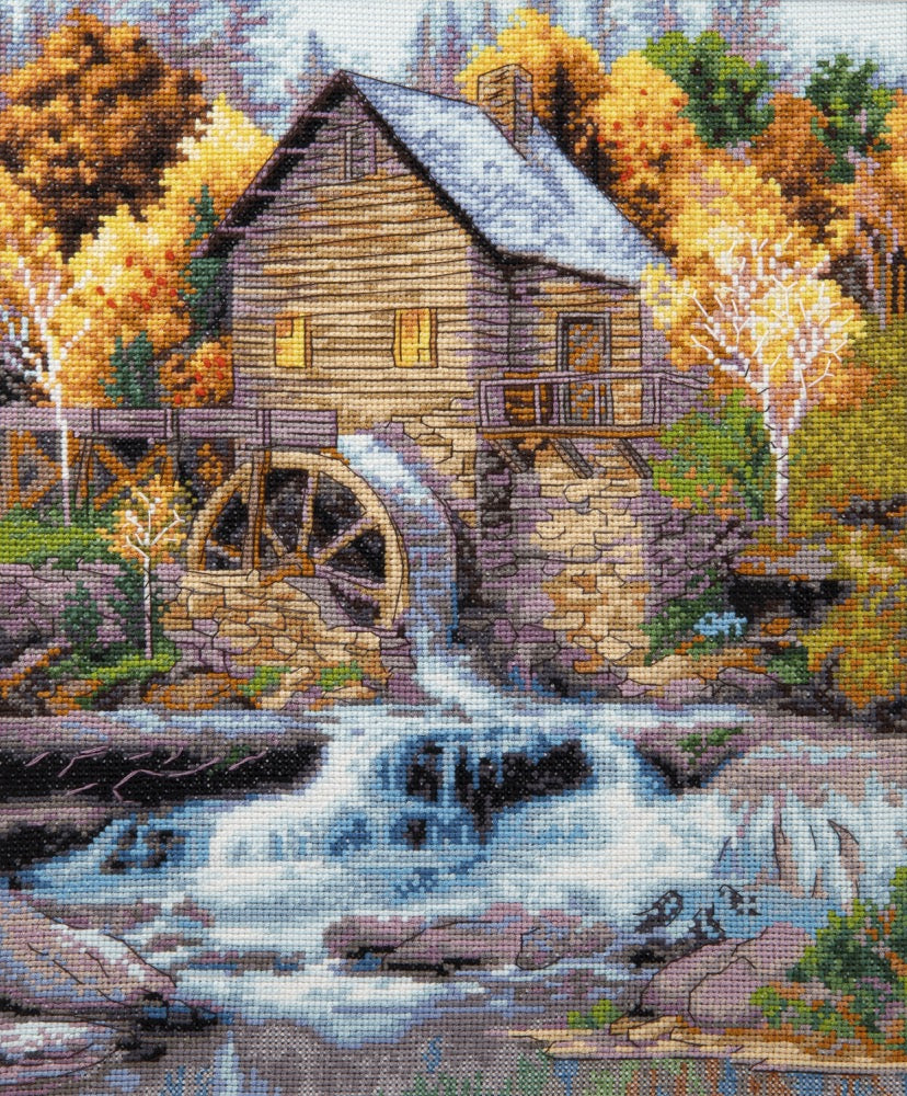 Cross-stitch kit M-457C 'Living water' featuring Aida fabric, Madeira floss, and a color symbol chart.