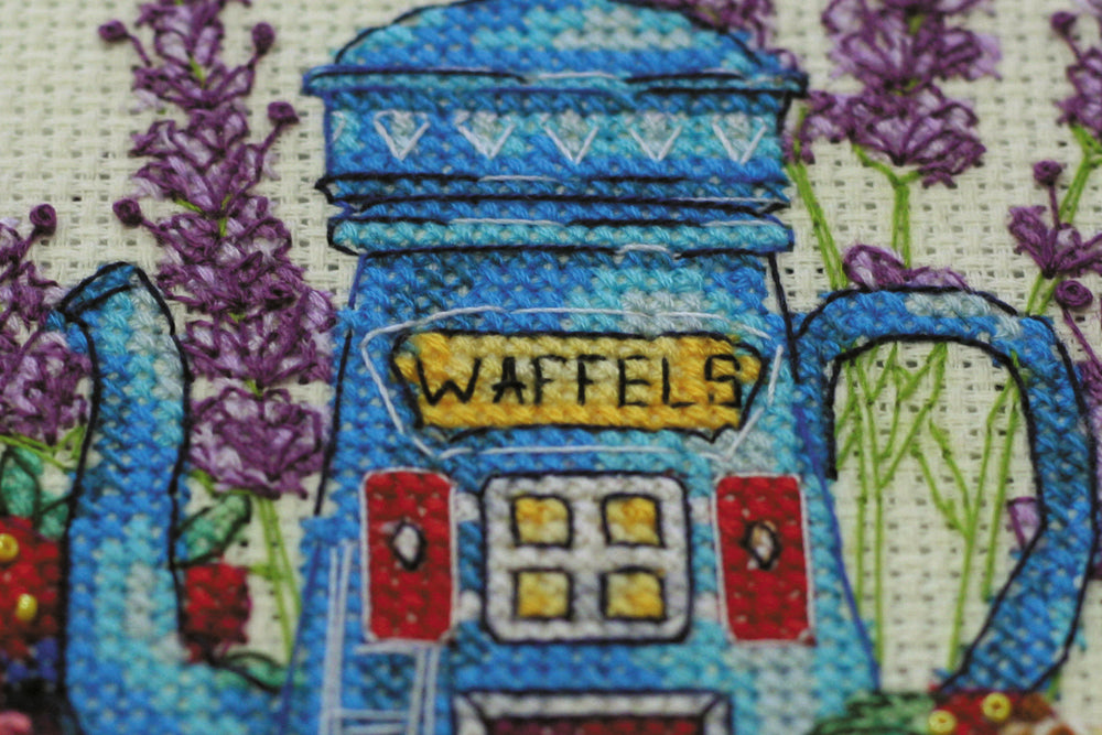 Sweet Morning Cross-stitch Kit AH-146 with cotton canvas, colorful floss, and beads.