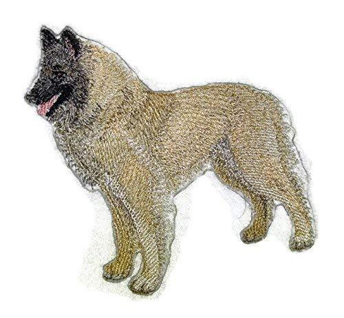 Custom Belgian Shepherd Dog embroidery patch, 4.5 inches, featuring detailed stitching on a cotton base, suitable for iron-on or sew-on application.