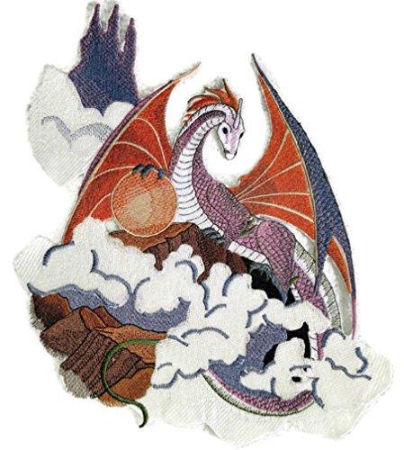 Custom Cloud Dragon Embroidery Patch featuring intricate dragon design on a cotton base, ideal for iron-on or sew-on applications.