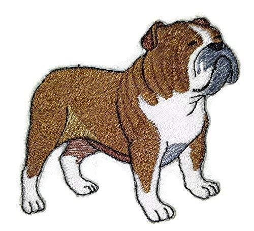 Custom Bulldog embroidery patch, 4.5 inches, iron-on or sew-on, showcasing intricate design and vibrant colors.