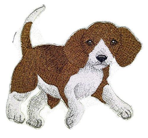 Custom Beagle embroidery patch, 5x5 inches, featuring detailed design for iron-on or sew-on application.