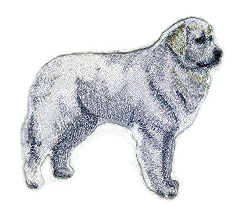 Custom Great Pyrenees dog embroidery patch, showcasing intricate details and vibrant colors, suitable for iron-on or sew-on application.