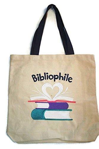 Custom embroidered 22" Bibliophile HeavyDuty Canvas Tote with contrasting handles, showcasing its spacious design and embroidery area.