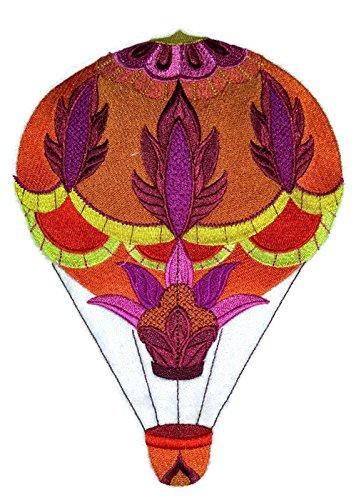 Custom Flaming Bright Jacobean Balloon embroidered patch with vibrant colors and intricate design, suitable for iron-on or sew-on application.