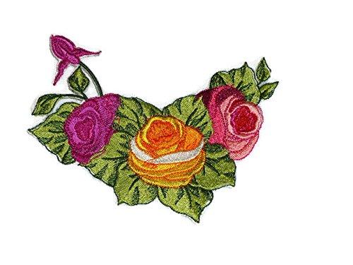 Custom Romantic Rose embroidered patch, 4.5 inches, featuring intricate rose design on a cotton base, suitable for iron-on or sewing applications.