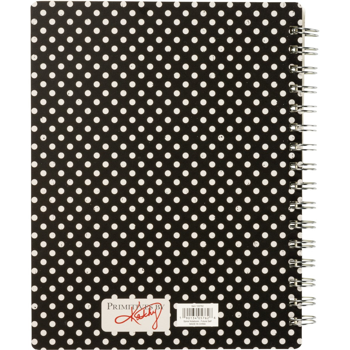 A stylish spiral notebook with an inspirational quote on the front and a polka dot design on the back, perfect for jotting down thoughts.