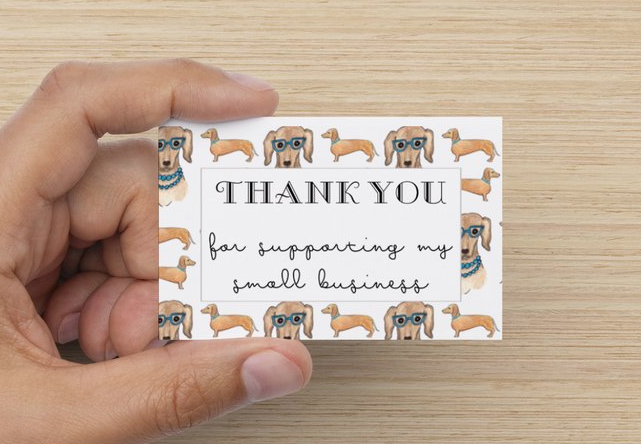 A pack of 25 thank you cards featuring a charming dog design, perfect for small businesses.