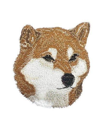 Custom embroidered patch featuring a Shiba Inu portrait, ideal for iron-on or sew-on applications on garments.