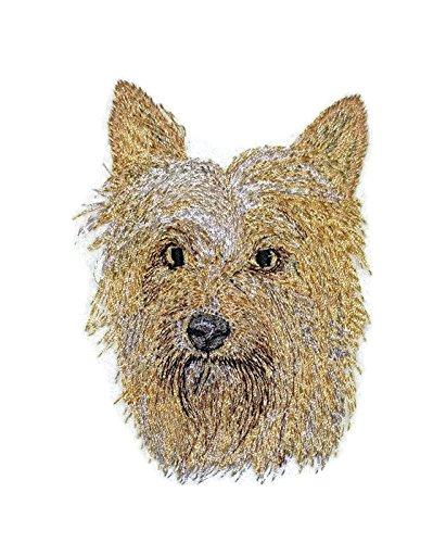 Australian Silky Terrier Dog Face embroidery patch, showcasing intricate details and vibrant colors, suitable for iron-on or sew-on applications.