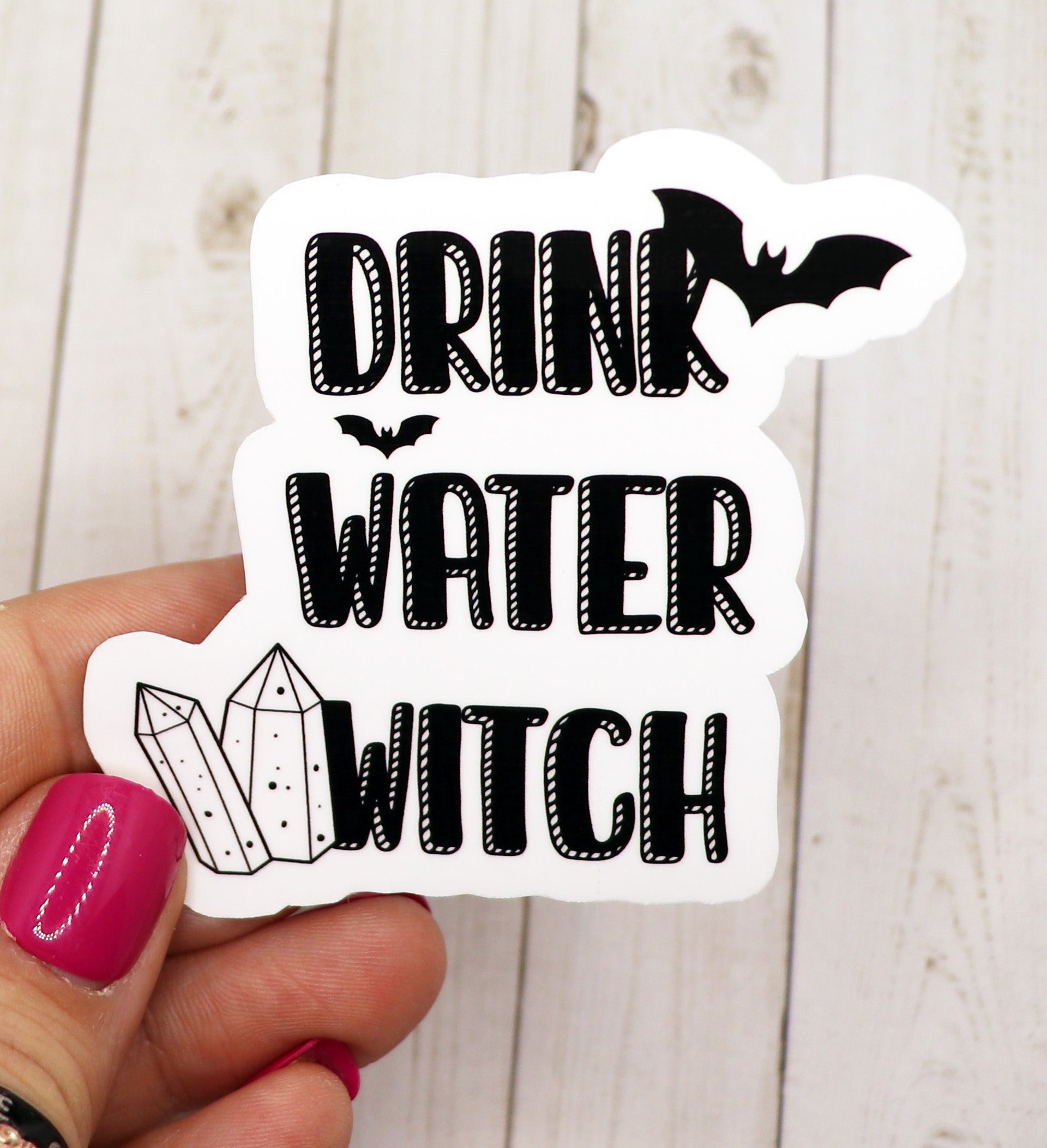 Drink Water Witch Sticker on a white background, showcasing its vibrant design and matte finish.