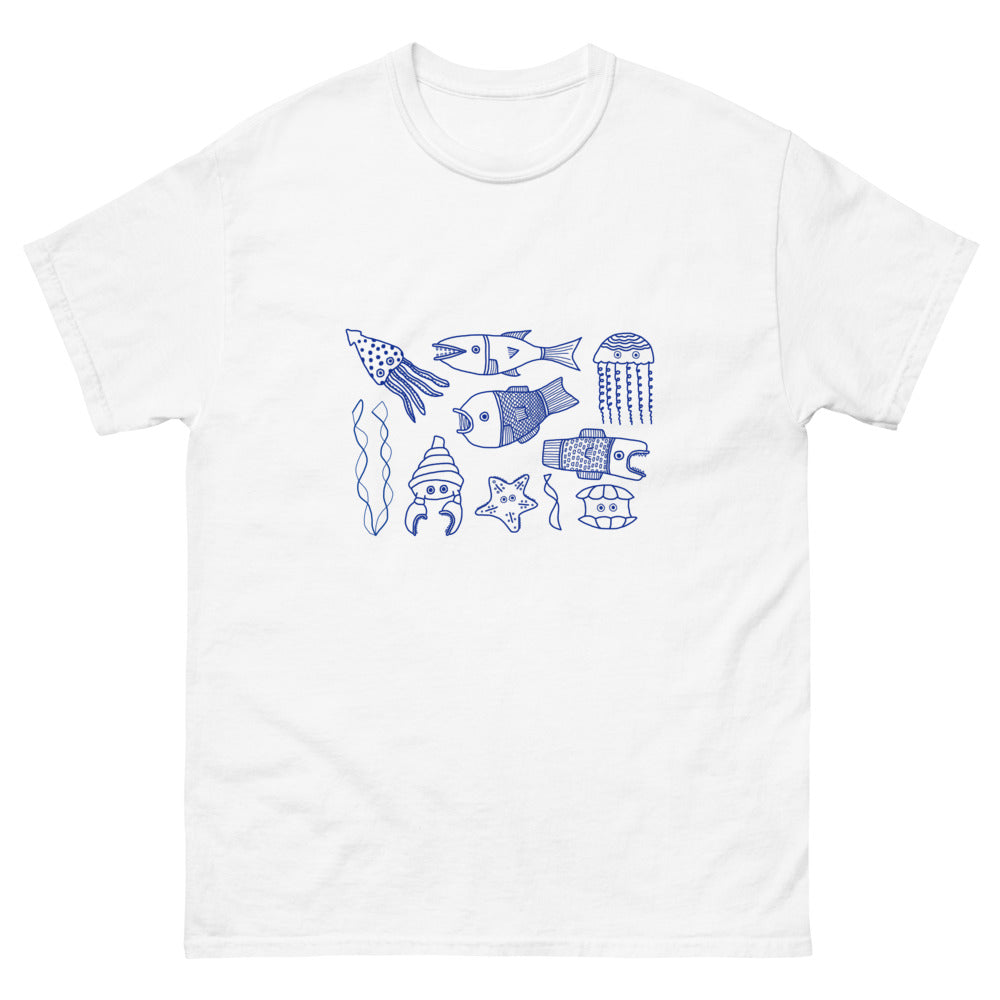 El Nido French Blue T-Shirt featuring a vibrant silkscreen print inspired by Philippine marine life.