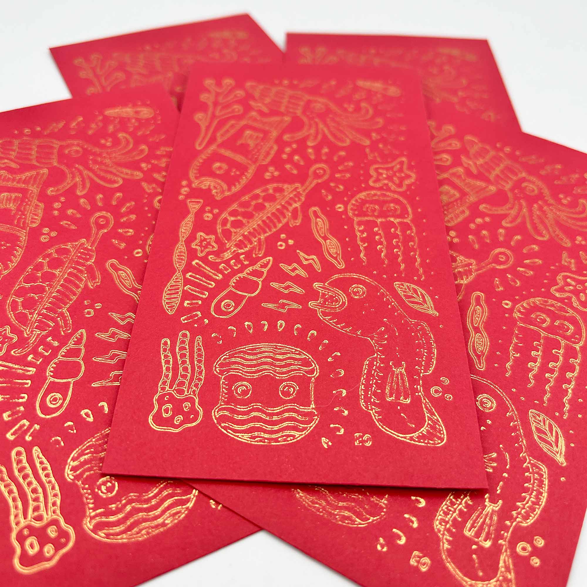 El Nido Seascape Red Envelope featuring an elegant underwater design, perfect for cash gifts.