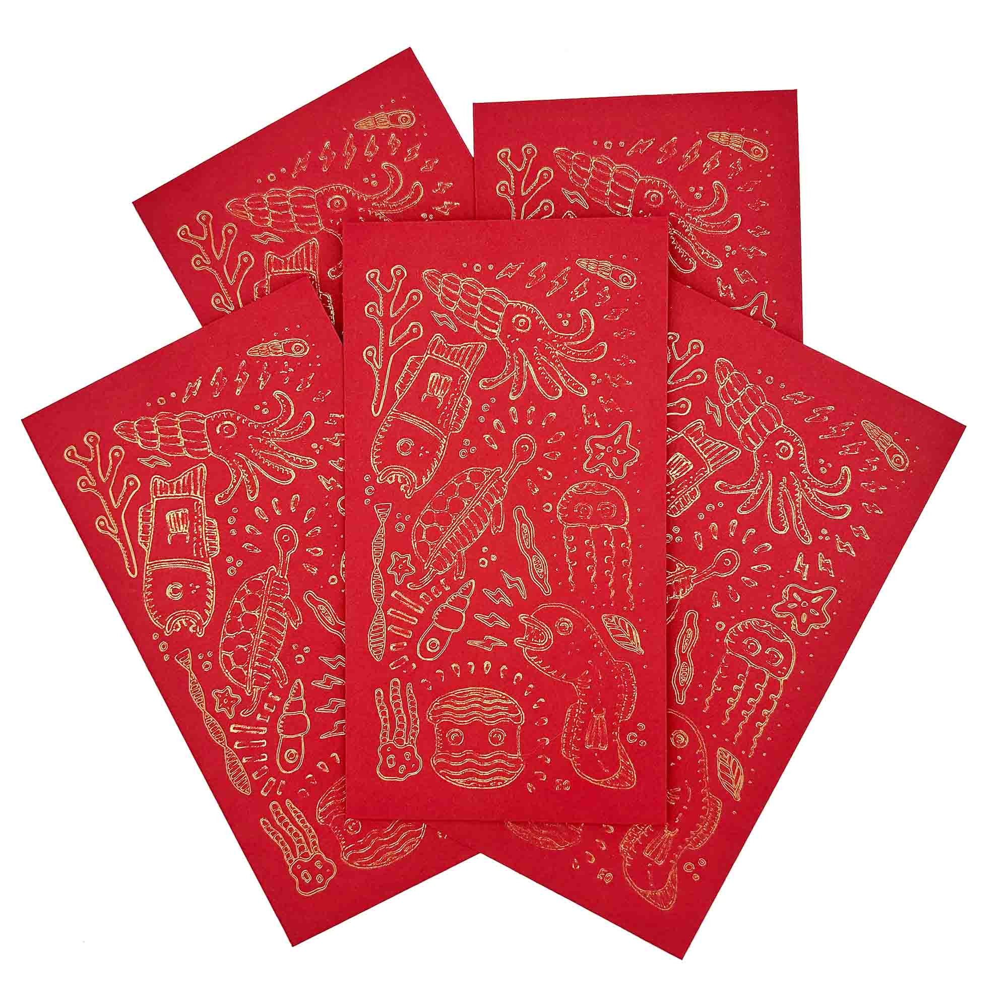 El Nido Seascape Red Envelope featuring an elegant underwater design, perfect for cash gifts.