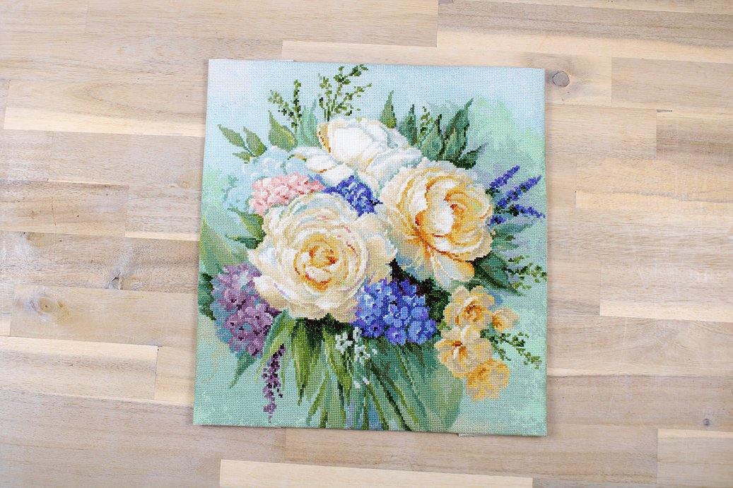 Floral bouquet B2370L Counted Cross-Stitch Kit featuring vibrant colors and detailed design elements.