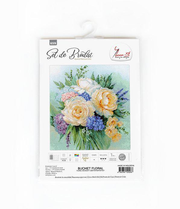 Floral bouquet B2370L Counted Cross-Stitch Kit featuring vibrant colors and detailed design elements.