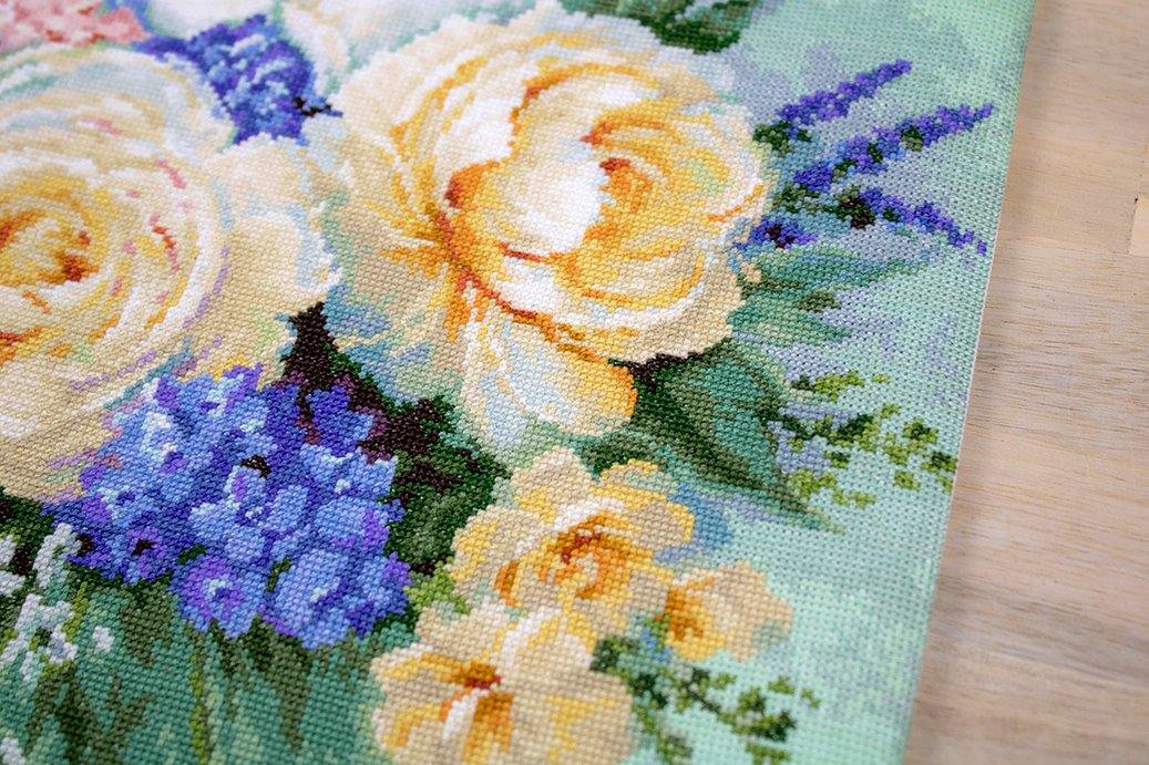 Floral bouquet B2370L Counted Cross-Stitch Kit featuring vibrant colors and detailed design elements.