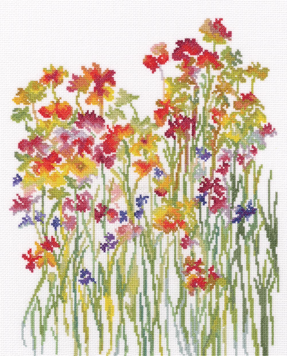 Flower Watercolour M581 Counted Cross Stitch Kit with vibrant threads and Aida fabric.