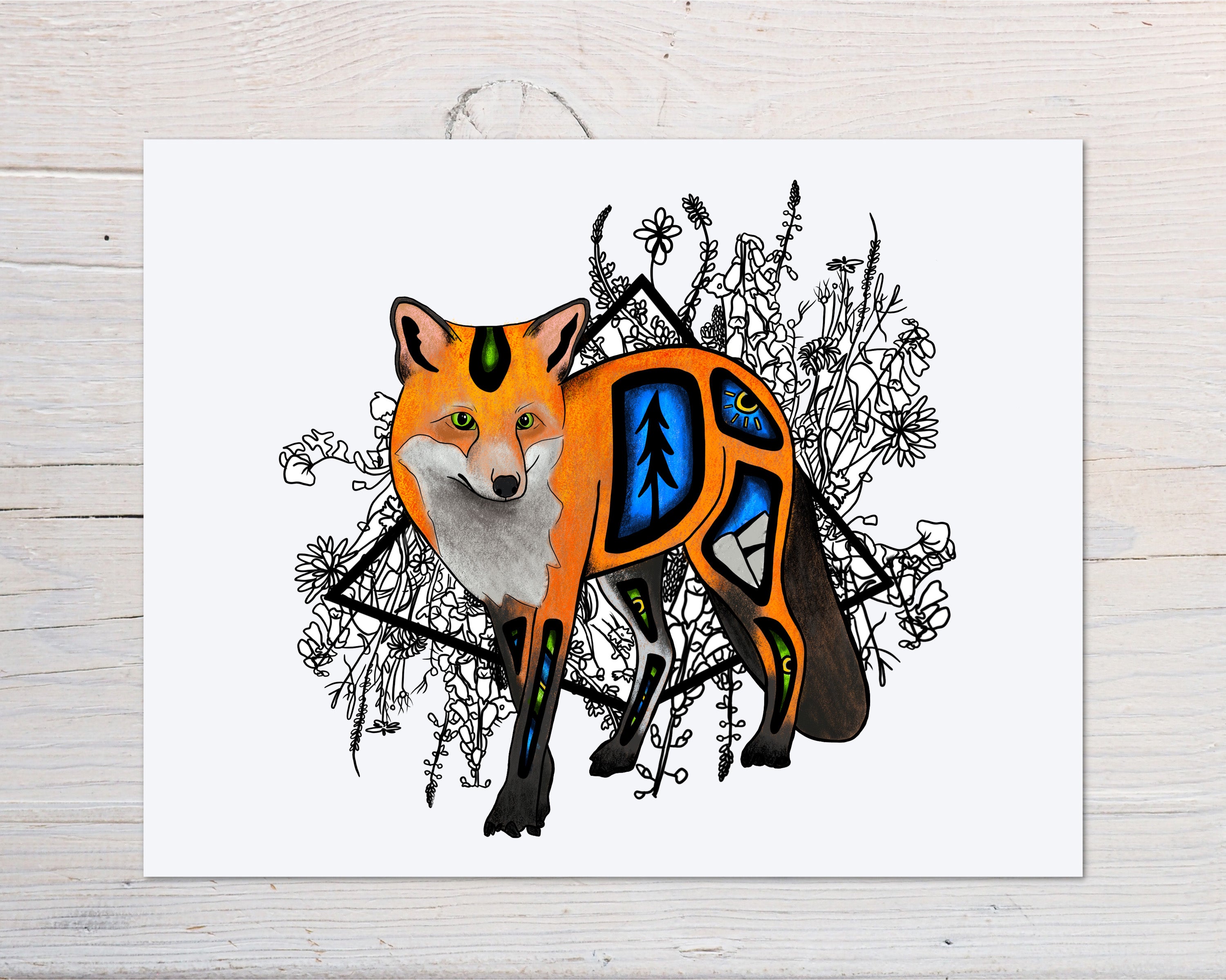 Fox Print - Raz, 2021, a vibrant art print on high-quality matte paper, featuring stunning colors and contrast.