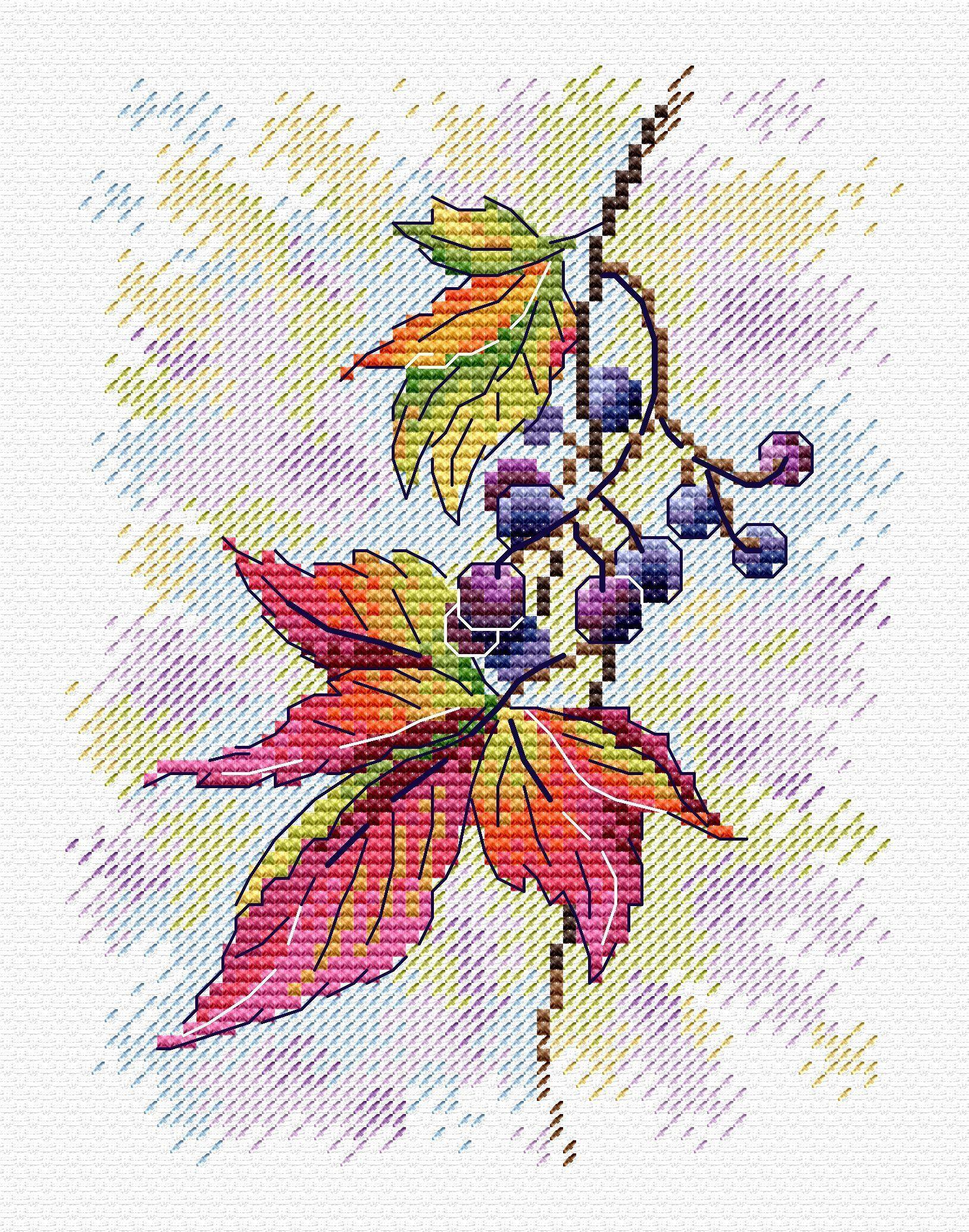 Fragrant Vine SM-427 Counted Cross Stitch Kit featuring 14 count AIDA canvas, 22 colorful threads, and a monochrome design chart.