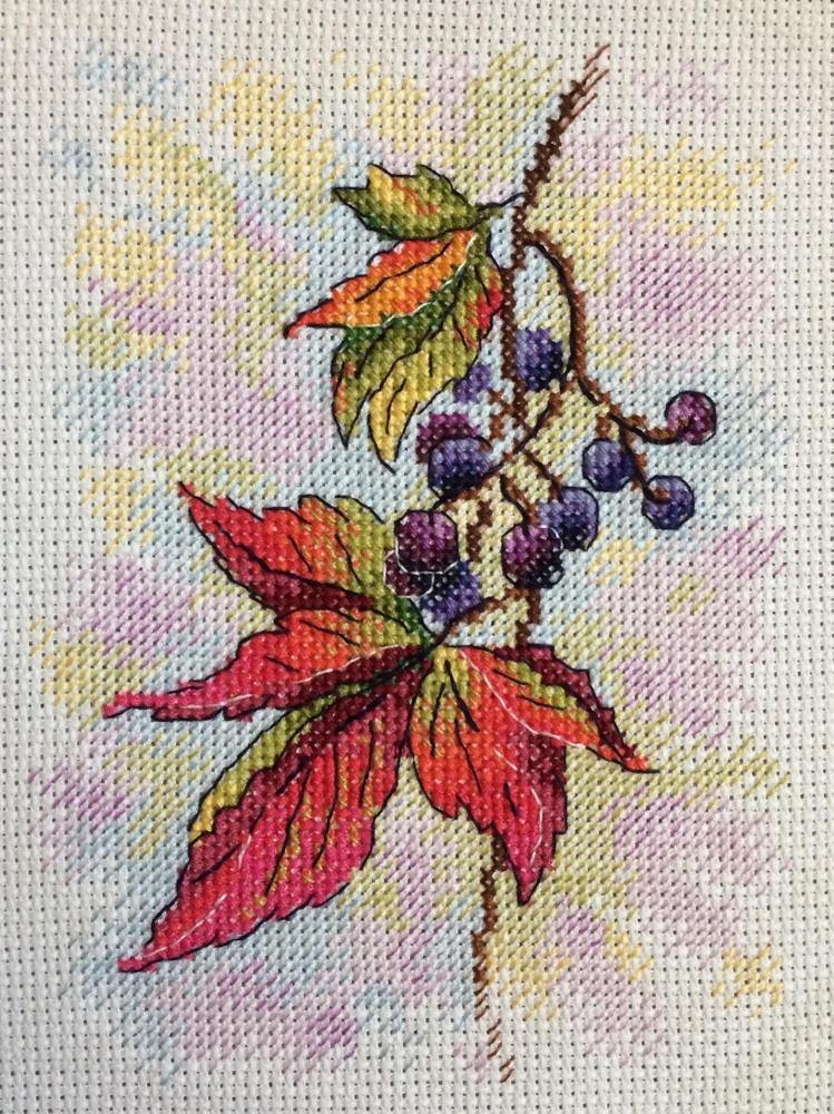 Fragrant Vine SM-427 Counted Cross Stitch Kit featuring 14 count AIDA canvas, 22 colorful threads, and a monochrome design chart.