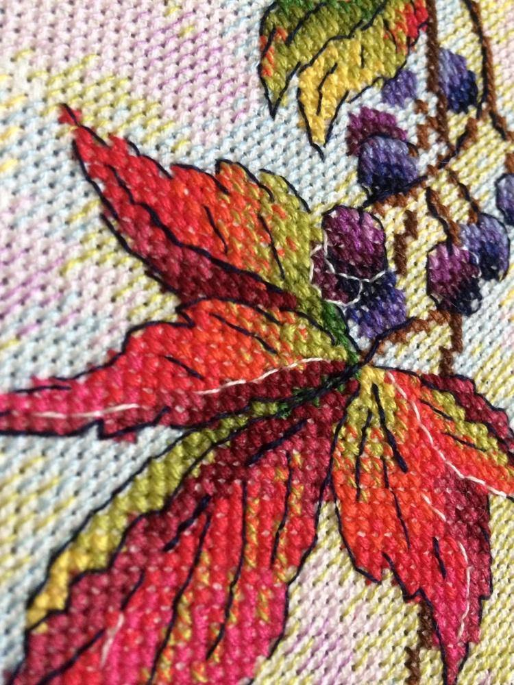 Fragrant Vine SM-427 Counted Cross Stitch Kit featuring 14 count AIDA canvas, 22 colorful threads, and a monochrome design chart.