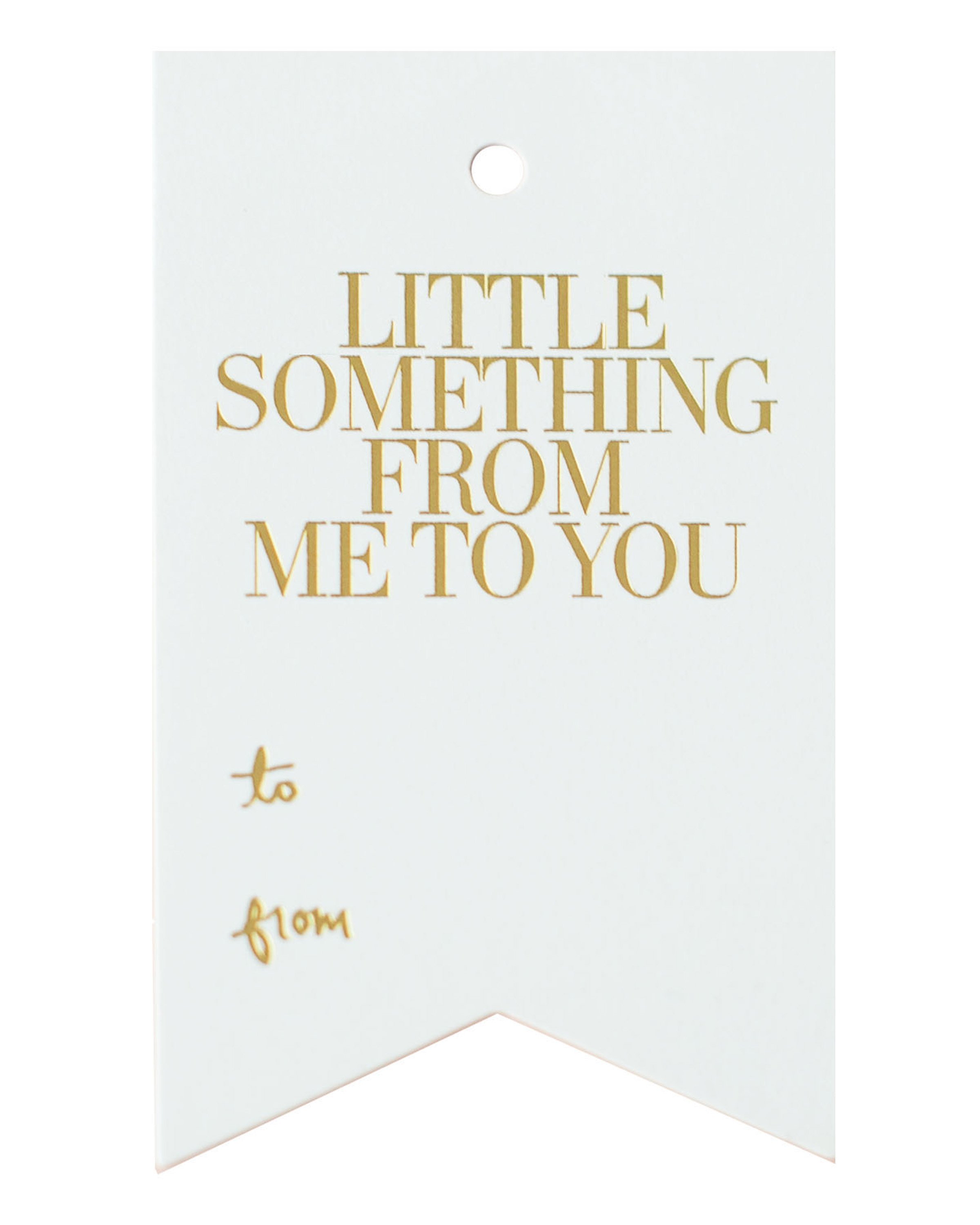 A pack of five From Me To You Tags featuring a flag shape and gold foil accents, perfect for gift wrapping.