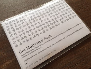 A colorful pack of motivational cards featuring various inspirational messages and goal-setting prompts.