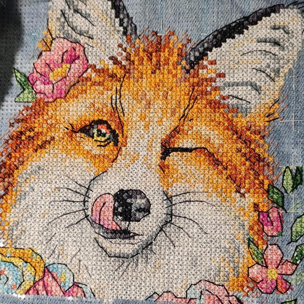 Ginger Beauty SV-532 Counted Cross-Stitch Kit featuring colorful threads, needle, and soluble canvas.