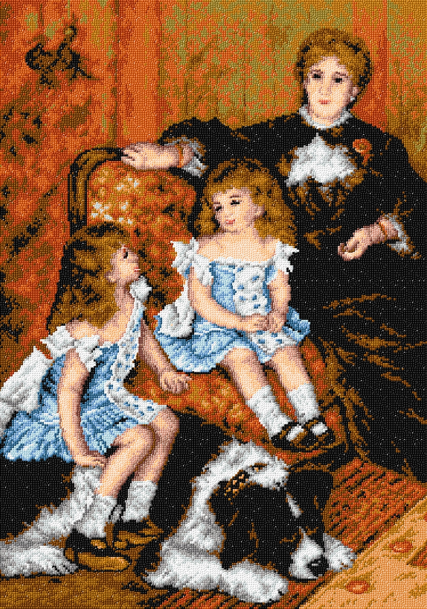 Gobelin canvas featuring Renoir's artwork 'Mrs.', measuring 50x70 cm, made of 100% cotton on Zweigart canvas.