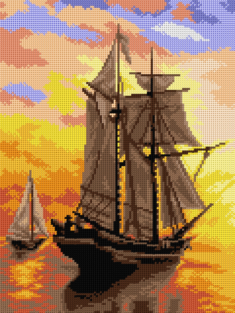 Gobelin canvas for halfstitch featuring a William Bradford design, measuring 30x40 cm, made of 100% cotton.