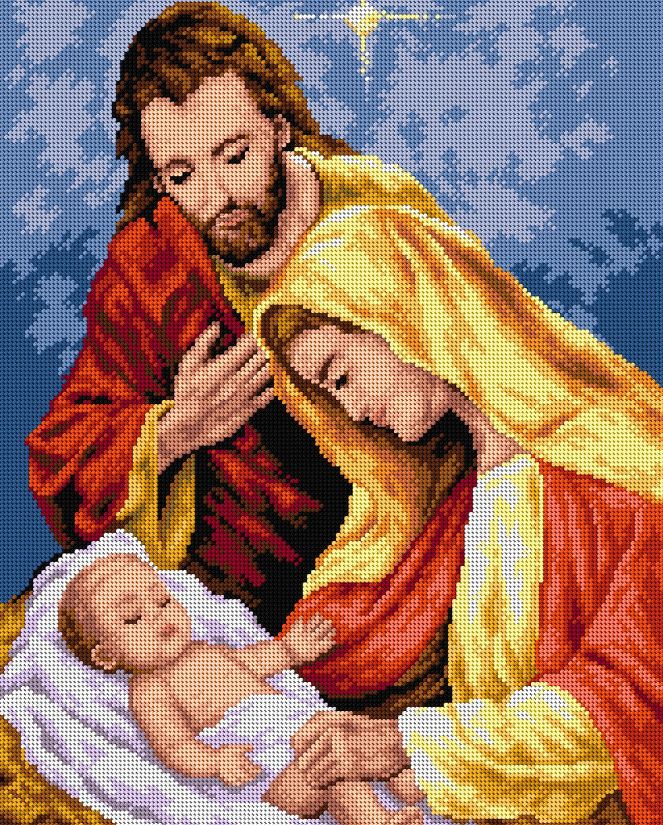 Gobelin canvas for halfstitch featuring the Birth of Christ design, printed on high-quality Zweigart canvas, dimensions 40x50 cm.