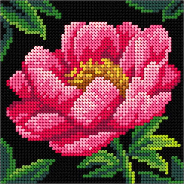 Gobelin canvas for halfstitch featuring a floral and bell design, measuring 15x15 cm, printed on high-quality Zweigart fabric.