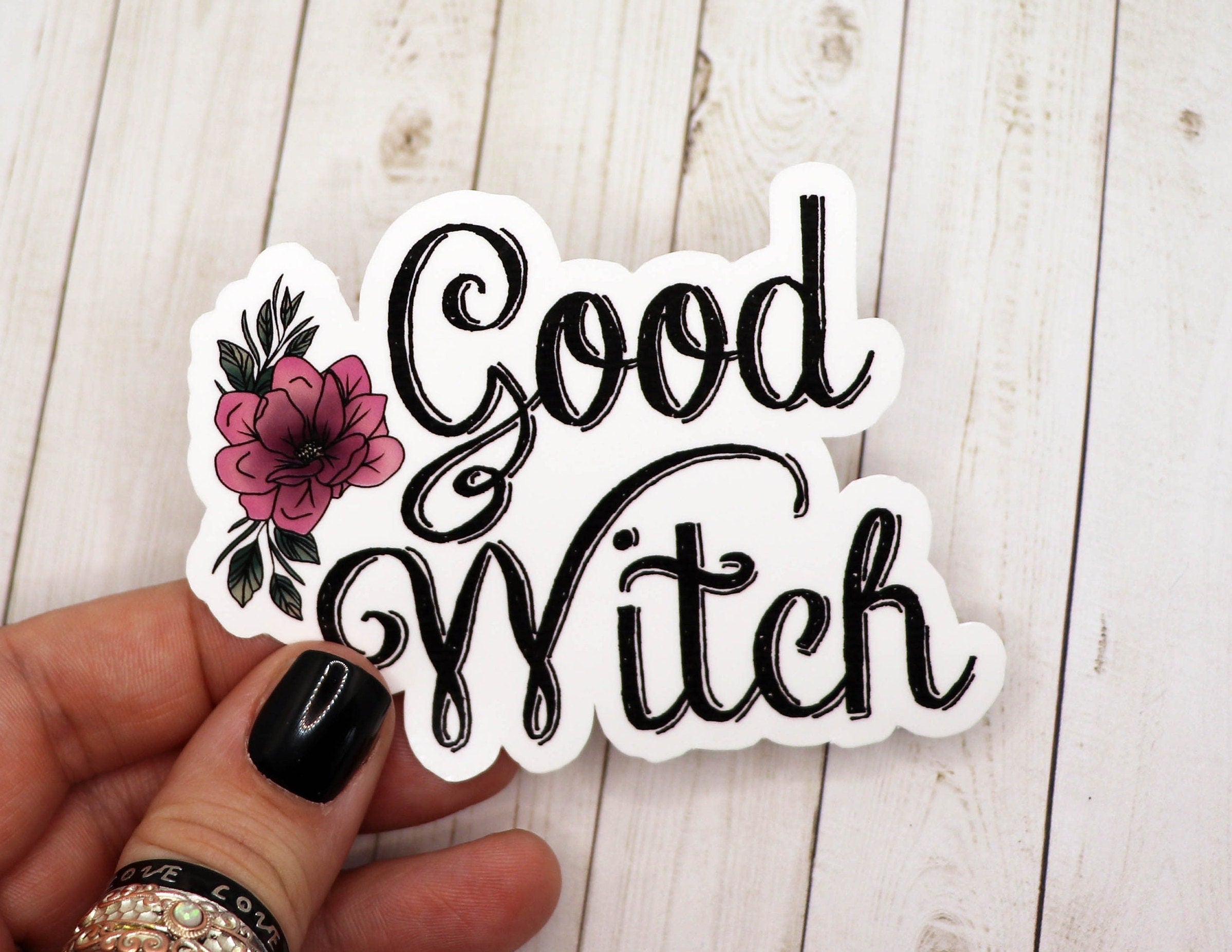 A vibrant Good Witch Sticker featuring a whimsical design, perfect for personalizing various items.