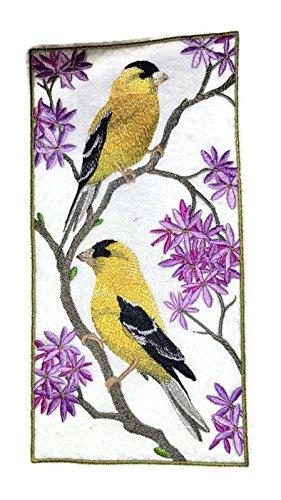 Goldfinch Panel embroidered patch showcasing intricate design and vibrant colors, ideal for iron-on or sewing applications.