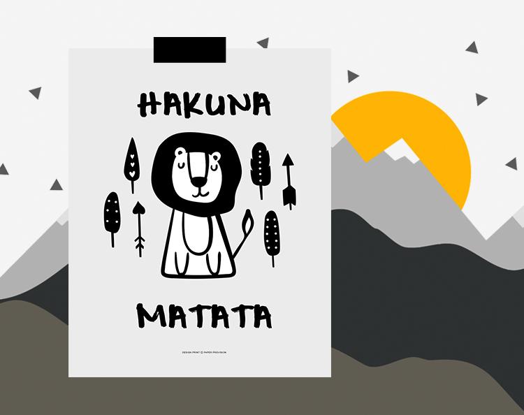 Colorful Hakuna Matata print designed for children's decor, featuring vibrant colors and playful typography.