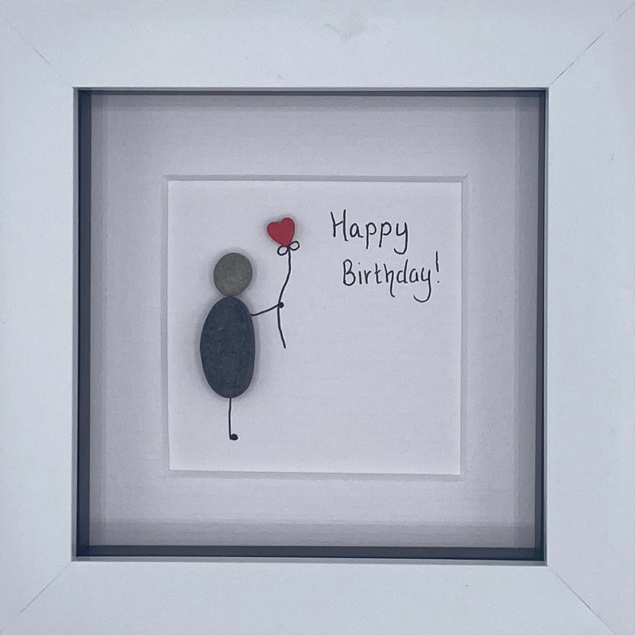 A stylish Happy Birthday frame available in black and white, designed for personalization with names or ages.