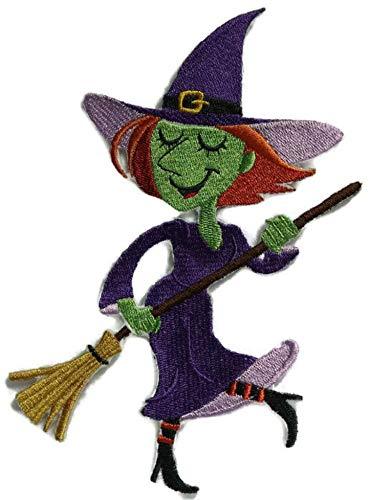 Embroidered Monster Mash Witch patch with vibrant colors and intricate details, perfect for Halloween garments.