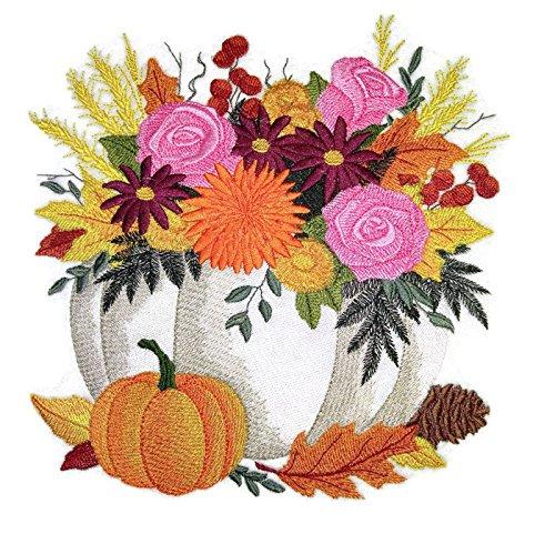 Happy Halloween Pumpkin Bouquet embroidered patch featuring vibrant colors and intricate embroidery, perfect for iron-on or sewing onto garments.